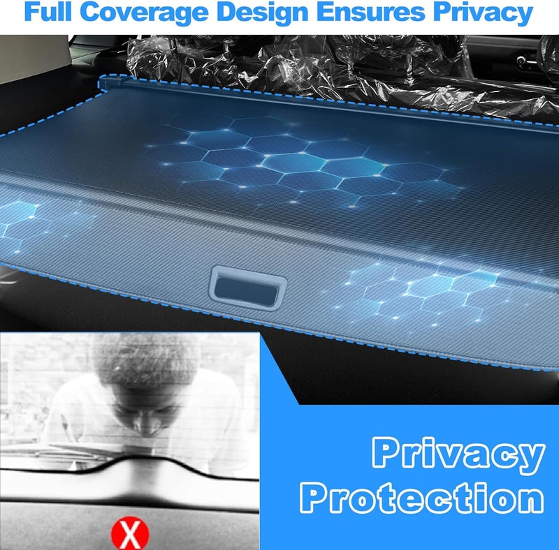 AUXKO Retractable Cargo Cover for Chevy Blazer EV/Honda Prologue 2025 2024, Luggage Security Shade Cover for 2025 Blazer EV/Prologue Shielding Shade Anti-Peeping Luggage Privacy Screen, Carbon Fiber - Image 4